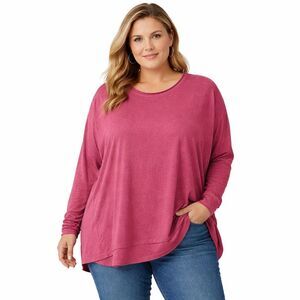 Zelos Plus Shirt Womens 2X Pink Crew Neck Long Sleeve Tunic Top Relaxed